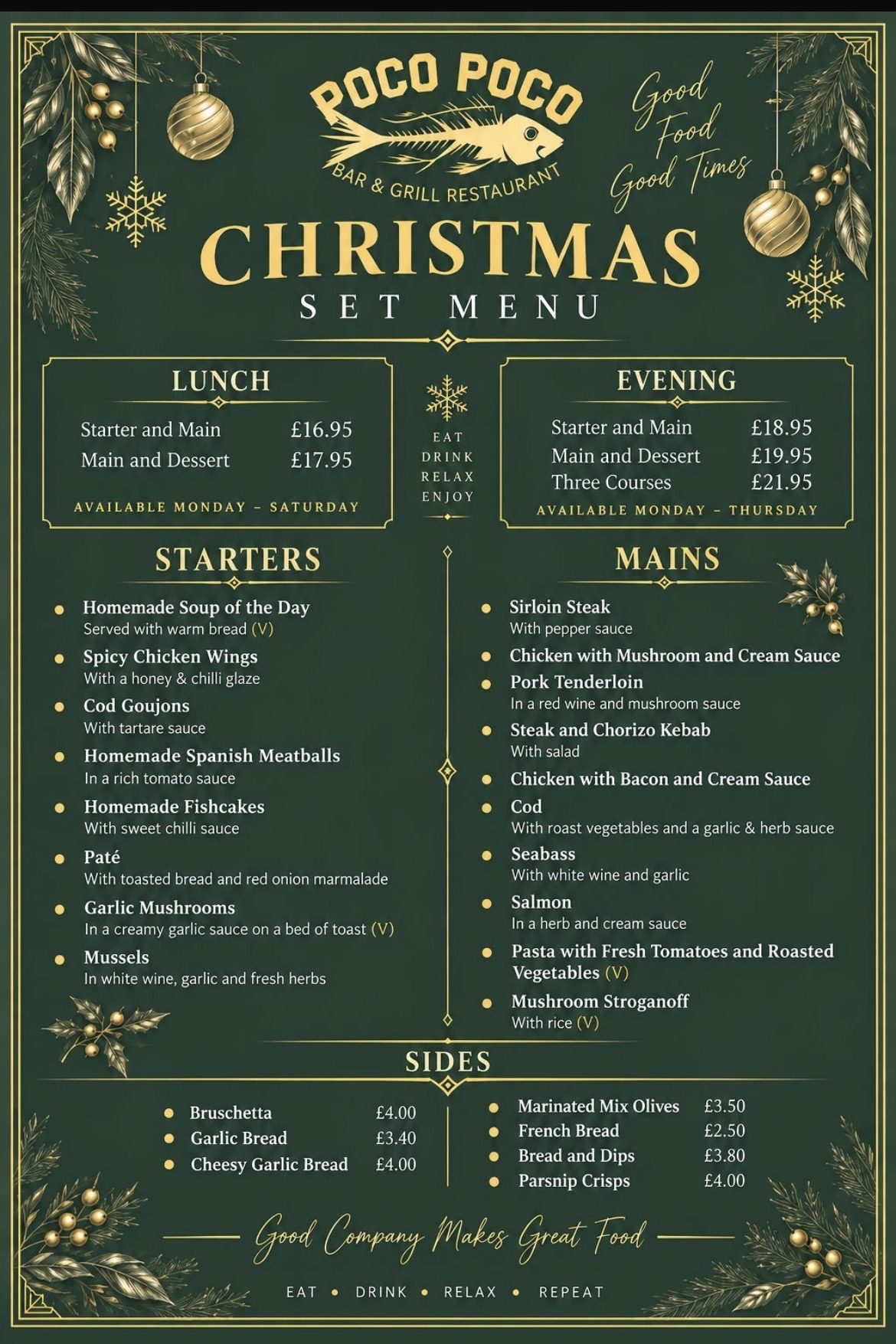 Poco Poco Chrismas set menu 2026